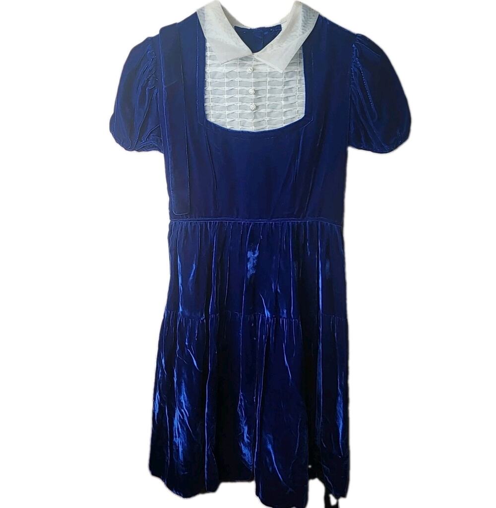 Vtg Velvet Velour Dress Girls Size 12